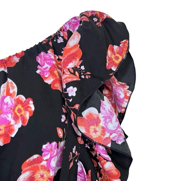 Tularosa Costa Floral Ruffle Mini Dress XS NWT Black Asymmetric Boho Feminine - Picture 7 of 12